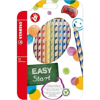 STABILO - Buntstifte 331 Easycolors Rechtshänder inklusive Anspitzer, sortierte Schachtel mit 12 Stück