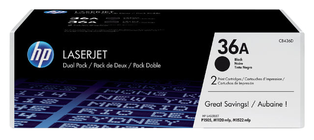 Tonercartridge HP CB436AD 36A Black 2x