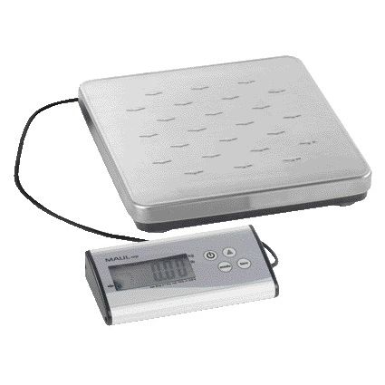 MAUL - Paketwaage Cargo 50kg Metallplattform 27x27cm + 9V Batterie Silber