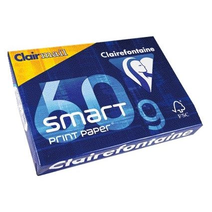 Clairefontaine - Kopierpapier Clairmail A4 60gr weiß 500 Blatt | 5 Stück
