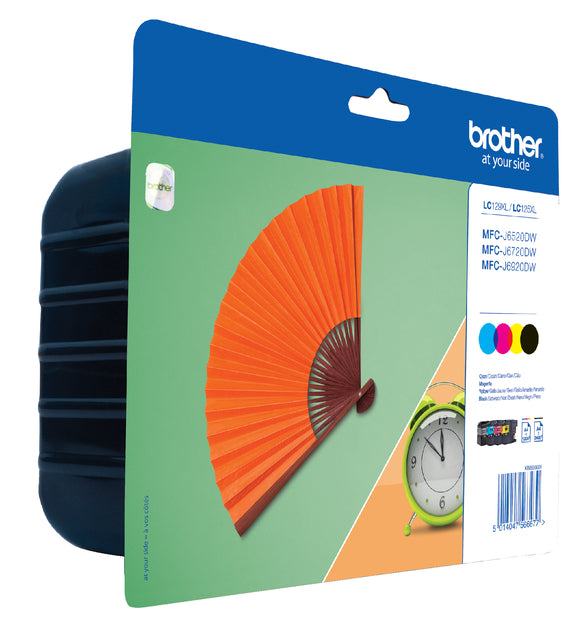 Inkcartridge Bruder LC-129XLVALBP Schwarz + 3 Farben HC