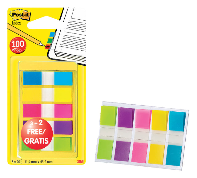INDEXTABS 3M POS-IT 6835 11,9 x 43,1 mm 3+2 Free Assorti