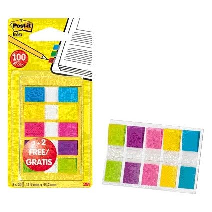 Post-it - Registerblätter 6835 11,9x43,1mm 3+2 gratis sortiert 100 Register