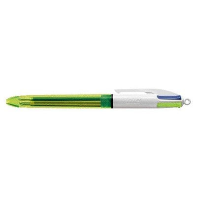 Bic - Kugelschreiber 4 Farben mittleres Fluorgelb | 12 Stück
