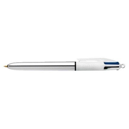 Bic - Kugelschreiber 4 Farben Glanz mittelsilber | 12 Stück