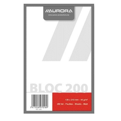Aurora - Notizblock 135x210mm blanko 200 Blatt 45gr | 5 Stück