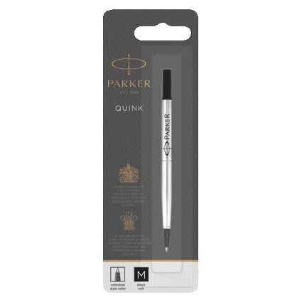 Parker – Quink Tintenroller-Mine, mittelgroß, Schwarz, Blisterpackung mit 1 Stück
