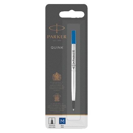 Parker – Quink Tintenroller-Mine, mittelblau, Blisterpackung mit 1 Stück