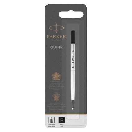 Parker - Tintenrollermine Quink Fine Black Blister à 1 Stück | 12 Stück