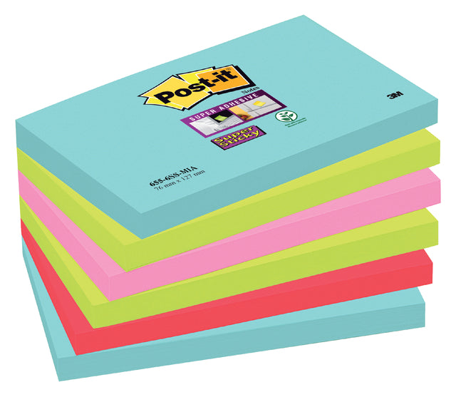 Memoblok 3m post-it 655 super klebry 76x127mm miami