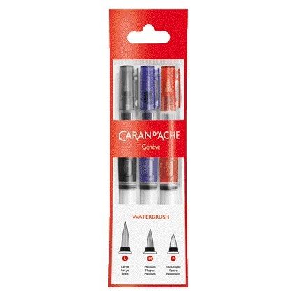 Caran d'ache - Pinsel mittel, breit, Faserspitze, 3er-Set