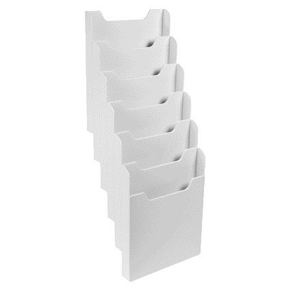 Exacompta - Wandprospekthalter A4 6-Fächer Hochformat grau
