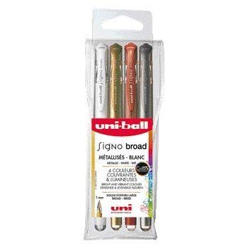 Uni-Ball - Tintenroller Signo Wide Metallic, sortiert, 4er-Packung