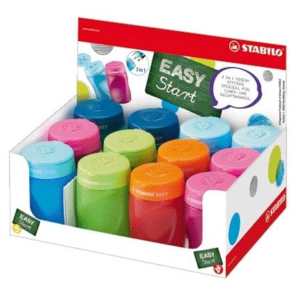 Stabilo - Bleistiftspitzer Easy 4500 3 in 1 sortiert in Rechts- und Linkshänder und in Farbe