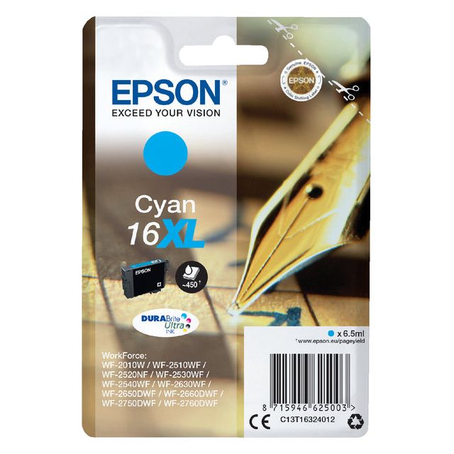 Epson - Ink Patrone 16xl, 450 Seiten, OEM C13T16324012, Cyan