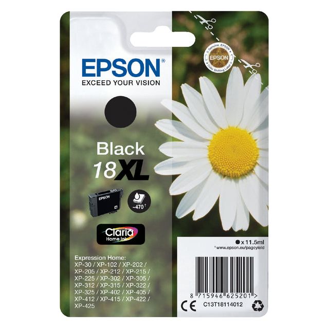 Epson - Ink Patrone 18xl, 470 Seiten, OEM C13T18114012, Schwarz