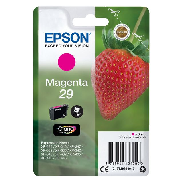 Epson - Ink Patrone 29, 180 Seiten, OEM C13T29834012, Magenta