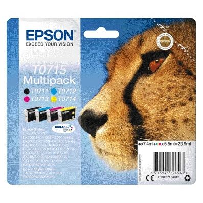 Epson - Tintenpatrone T0715 Schwarz + 3 Farben