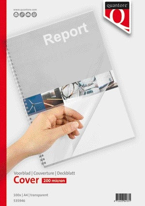 Quantore - Deckblatt A4 PVC 200 Mikron transparent 100 Stück