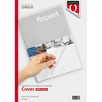 Quantore - Deckblatt A4 PVC 200 Mikron transparent 100 Stück