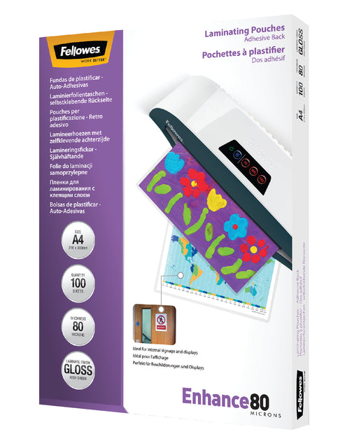 Lamining Cover Fellowes A4 Selbstadhäsiv 2x80micron 100 -Pieces