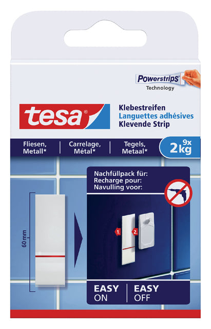 Doppelte Powerstrip -Tesa -Fliesen und Metall 2 kg | 15 Stücke