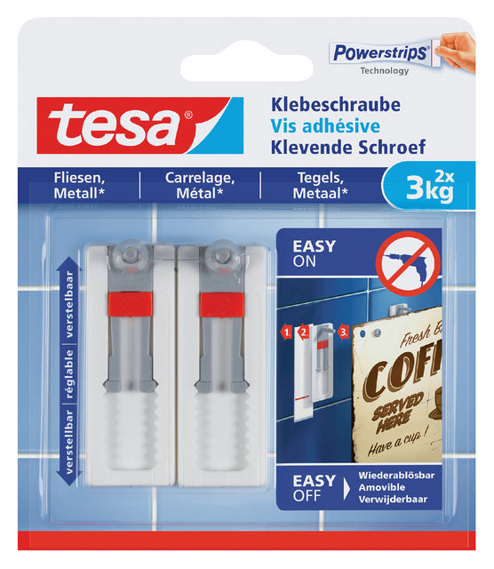 Klebrige Schraube Tesa -Fliesen und Metallverstellbar 3 kg | 6 Stück