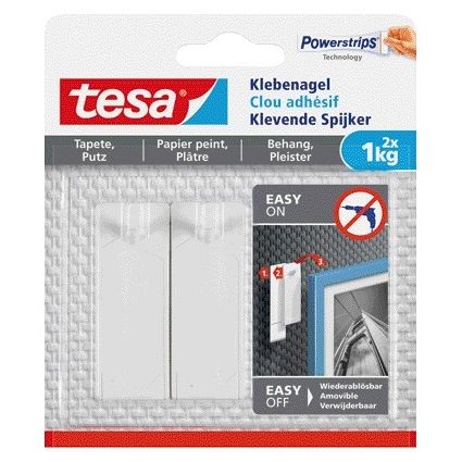 Tesa - Klebenagel® Tapeten und Putz 1kg weiß 2 Stück