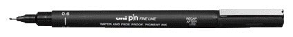 Uni-Ball - Fineliner Pin 0,6mm schwarz | 12 Stück