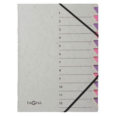 PAGNA - Sortiermappe Easy A4 12 Register lila/lila | 5 Stück