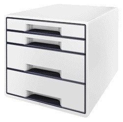 Leitz - Schubladenelement WOW CUBE A4 maxi 4 Schubladen weiß/grau