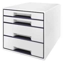 Leitz - Schubladenelement WOW CUBE A4 maxi 4 Schubladen weiß/grau