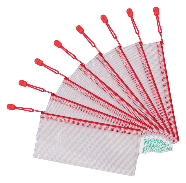 Aufbewahrungstasche Tarifold mit Reißverschluss 250x115mm PVC Rot | 8 Stücke