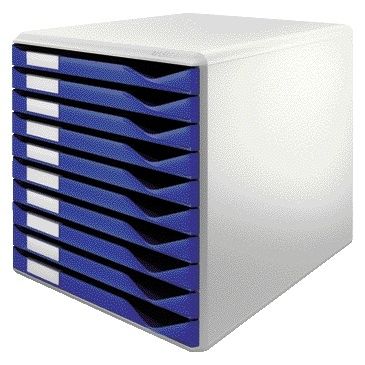 Leitz - Schubladenelement A4 10 Schubladen blau/weiß