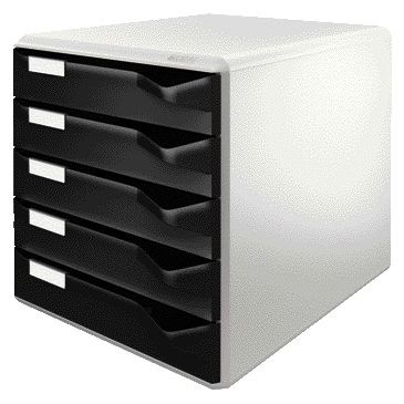 Leitz - Schubladenelement A4 5 Schubladen schwarz/weiß