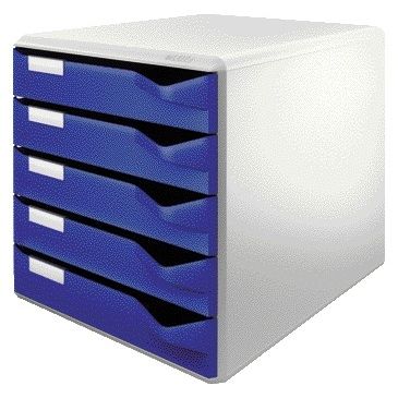 Leitz - Schubladenelement A4 5 Schubladen blau/weiß