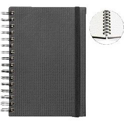 Quantore - Notizbuch A5 Spiral Tab Line 192 Seiten 80gr schwarz | 3 Stück