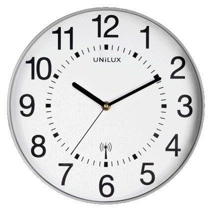UNILUX - Wanduhr Wave funkgesteuert Ø 30cm silbergrau/weiß