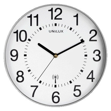 Unilux - Wanduhr Maxi funkgesteuert Ø 37,5cm hellgrau/weiß