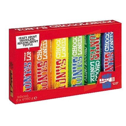 Tony's Chocolonely - Schokoladenverkostung 6 Tafeln à 47/50 g