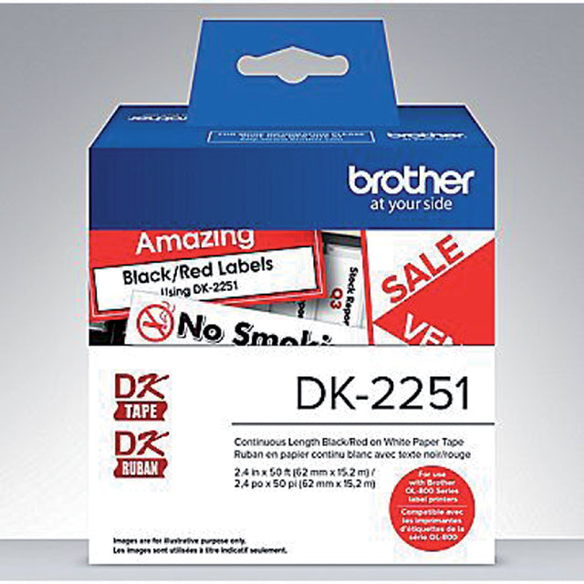 Label Bruder DK-22251 62 mm 15-Meter schwarz/rot | 3 Stück