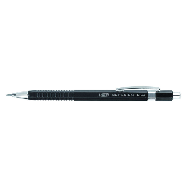 Criterion – Druckbleistift HB 2 mm mit Radiergummi-Metallclip | 12 Stück