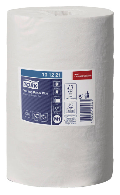 Reinigen pappigerer Tork Wiping plus Mini -Rol M1 2 Schicht Centerfeed 74,9 m Weiß ..