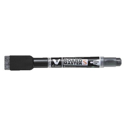 Pilot - Whiteboardmarker mit Radiergummi rund extra fein schwarz | 10 Stück