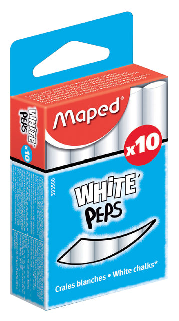 Blackboard -Kreide kartierte Whiteepeps -Set von 10 Teilen weiß