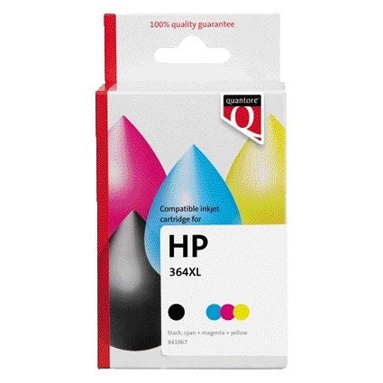Quantore - Tintenpatronen-Alternative für N9J74AE 364XL Schwarz + 3 Farben