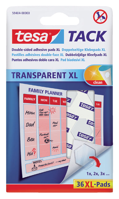 Doppelte Kleefpads Tesa Tack Transparent XL 36 Teile