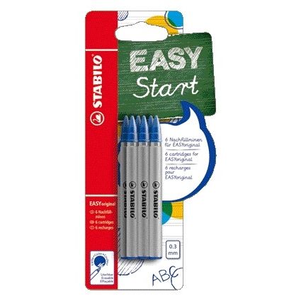 Stabilo - Tintenroller-Mine Easyoriginal feiner blauer Blister mit 6 Stück