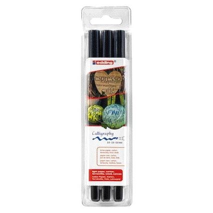 Edding - Kalligraphiestift 1255 schwarze Linie 2,0 3,5 5,0 mm Blister mit 3 Stück