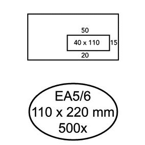 Hermes - Umschlag EA5/6 110x220mm Fenster 4x11rechts selbstklebend 500 Stück